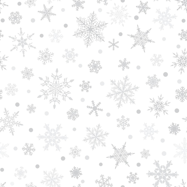 Christmas seamless pattern of snowflakes gray on white background