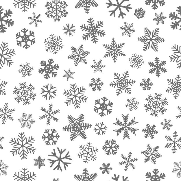 Рождественский фон из снежинок, серый на белом фоне