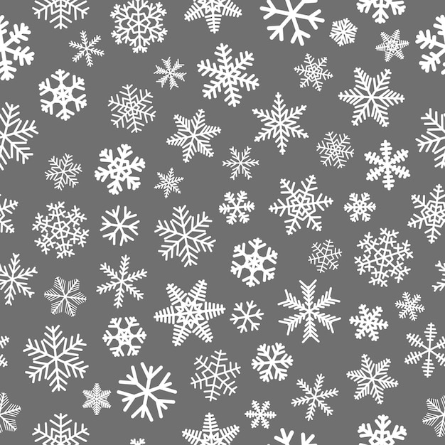 Christmas seamless pattern of snowflakes white on gray background