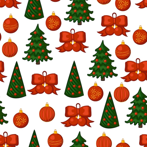 Christmas seamless pattern. Traditional symbols of Christmas and new year