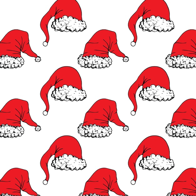 Christmas seamless pattern vector Santa Claus hat