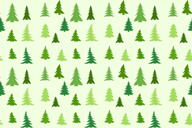 Christmas seamless pattern white background Forest deer green fir spruce trees Vector illustration