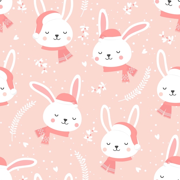 Christmas seamless pattern with bunny background