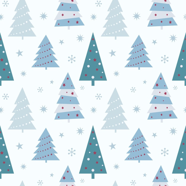 Christmas seamless pattern with christmas tree and snowflakes