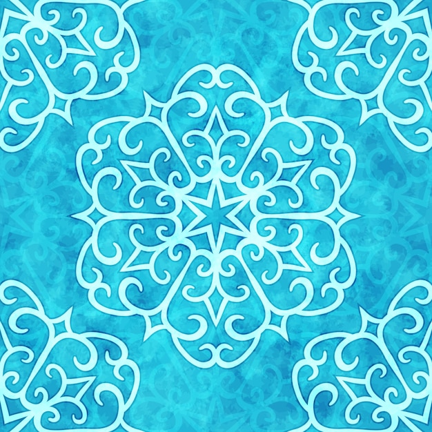 christmas seamless pattern with curly snowflakes