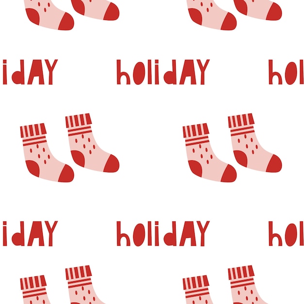 Christmas seamless pattern with cute christmas socks. holiday winter square pattern