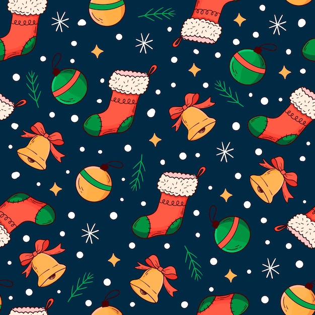 Vector christmas seamless pattern with cute winter elements. vector illustration