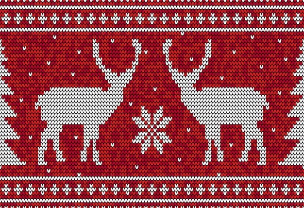 Vector christmas seamless pattern with deer and pine tree