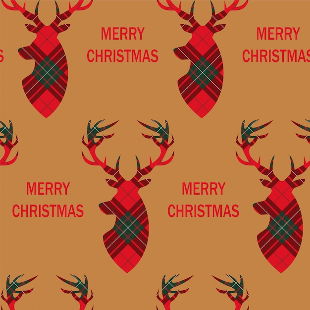 Christmas seamless pattern with deers head.