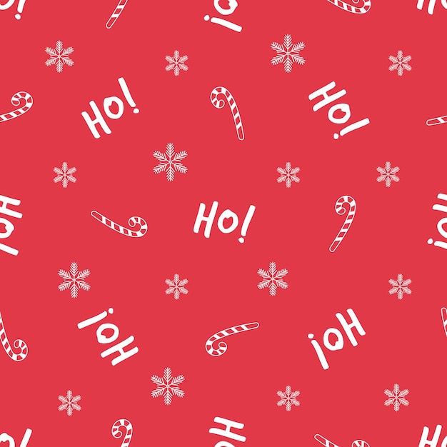 Christmas seamless pattern with festive text and decorative elements.