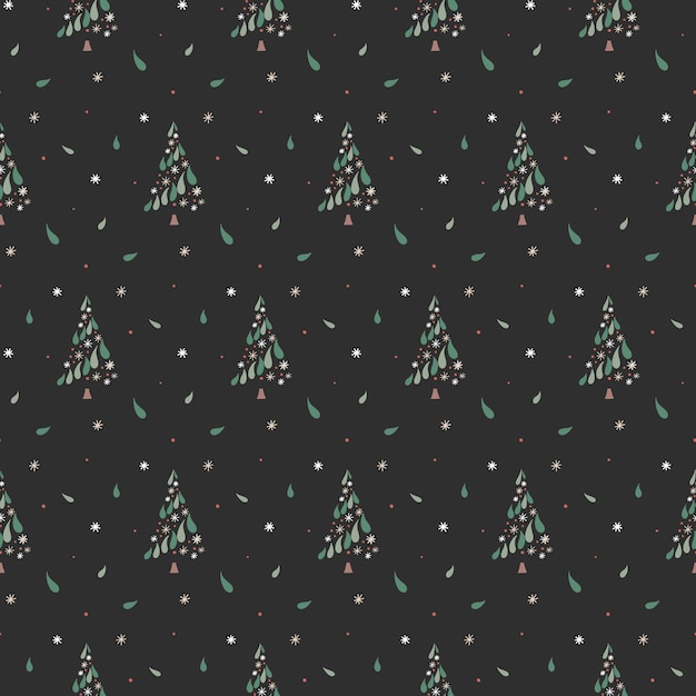 Christmas seamless pattern with festive trees