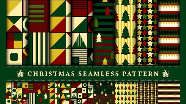 Christmas seamless pattern with Geometric shapes.