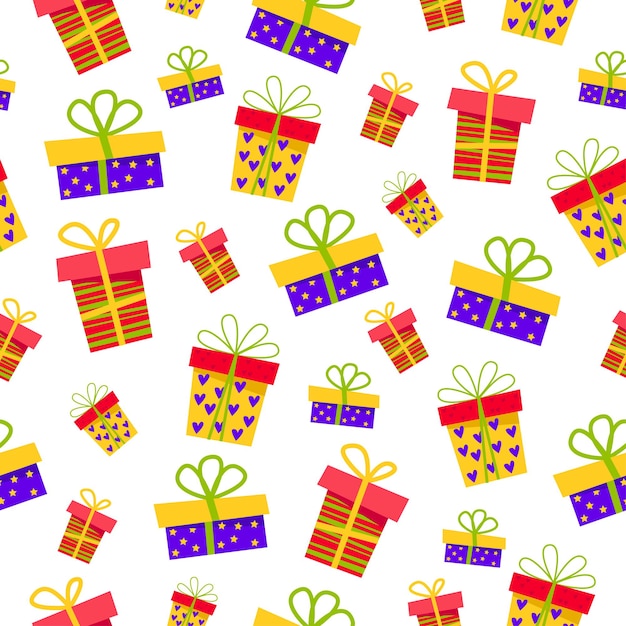 Christmas seamless pattern with gifts on a white background