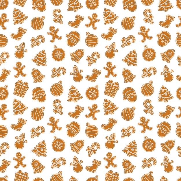 Christmas seamless pattern with gingerbread cookies