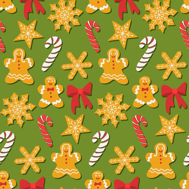 Vector christmas seamless pattern with gingerbread men