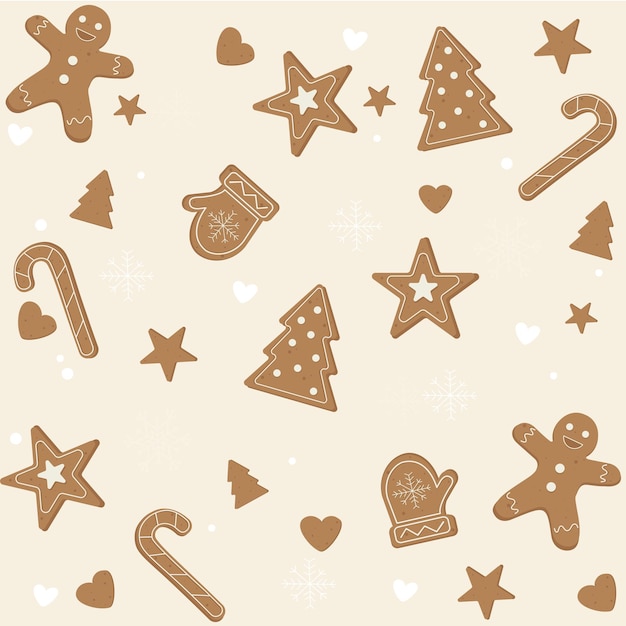 Vector christmas seamless pattern with gingerbread