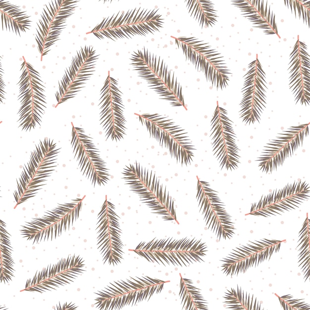 Vector christmas seamless pattern with gold fir branches background