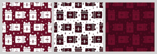 Vector christmas seamless pattern with isolated drawn elements