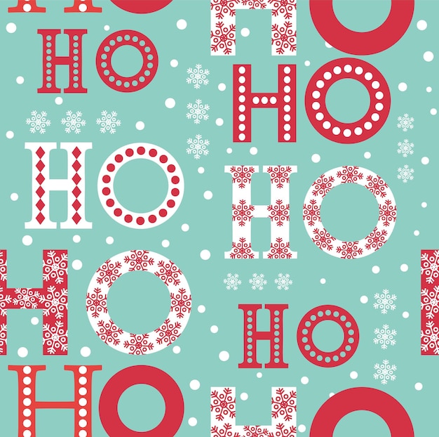 文字と雪片のクリスマスのシームレスなパターン