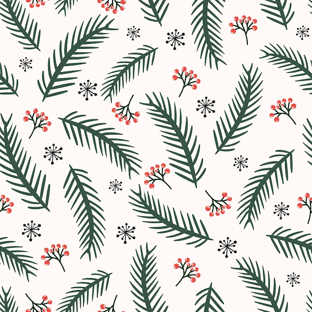 Christmas seamless pattern with pine branches