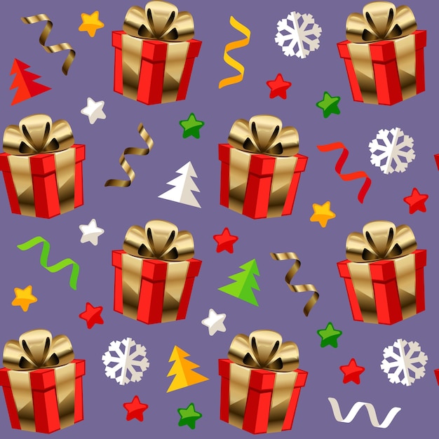 Christmas Seamless Pattern with Presents