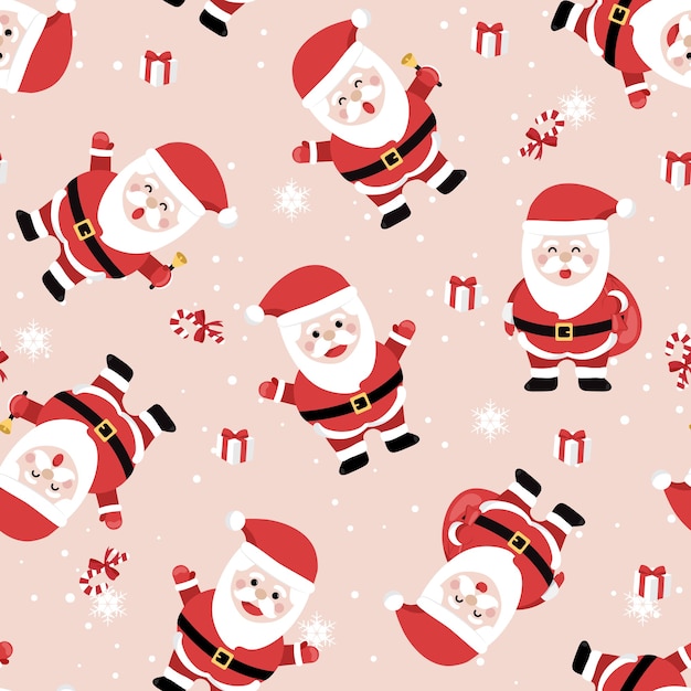 Vector christmas seamless pattern with santa background