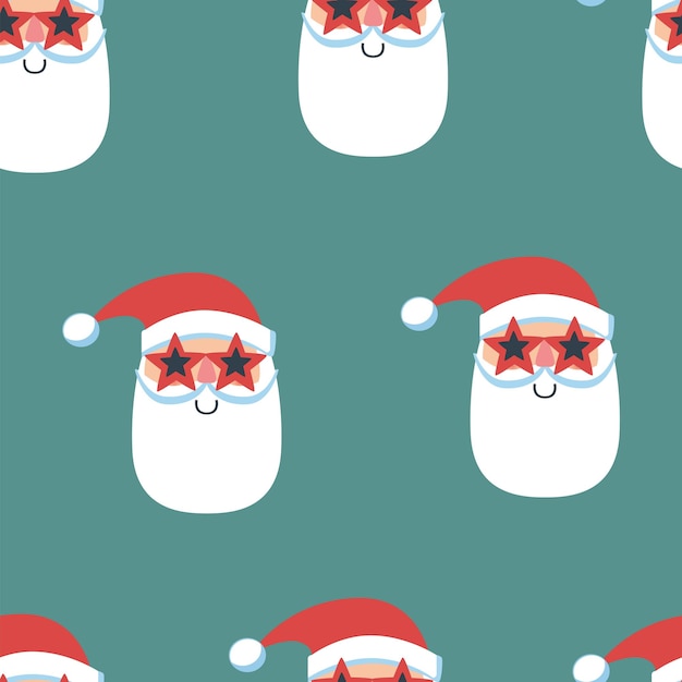 Christmas seamless pattern with Santa in glasses