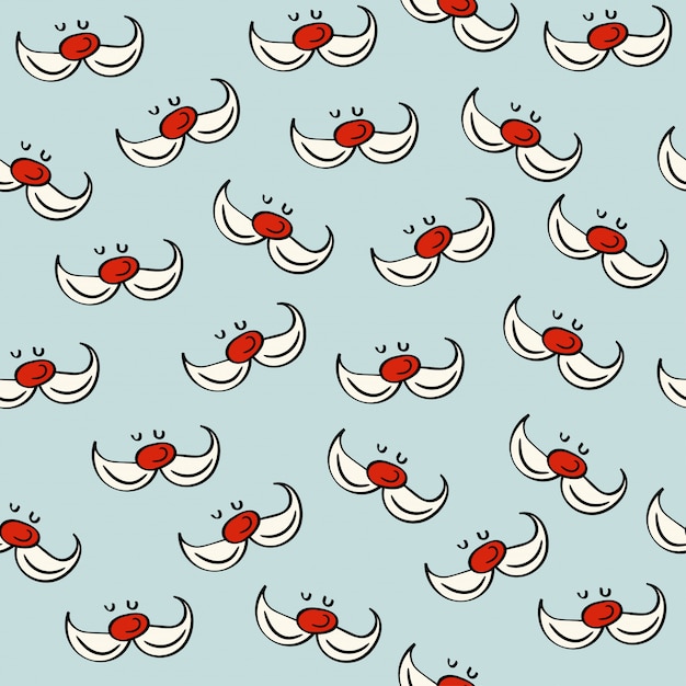 Christmas seamless pattern with santa nose and his moustache