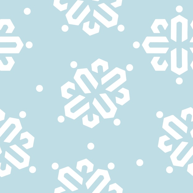 Christmas seamless pattern with snowflakes abstract background. White snowflakes on blue background.