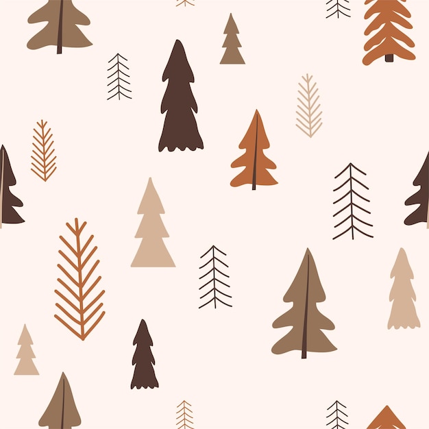 Christmas seamless pattern, with a tree, a pine tree, a festive atmosphere, a magic forest.