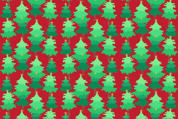 さまざまな松の木のコレクションセットとクリスマスのシームレスなパターン