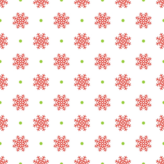 Рождественский бесшовный узор рождественский новый год бесконечная текстура оберточной бумаги с красными снежинками и зелеными точками в горошек