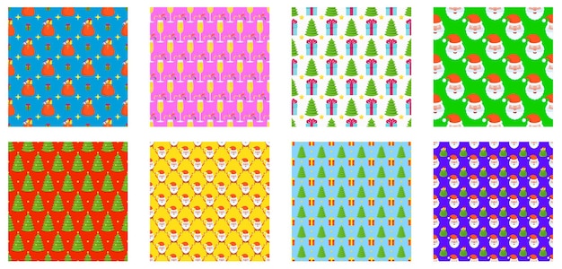 Christmas seamless patterns set Vector collection for card and banners Congratulatory decoration