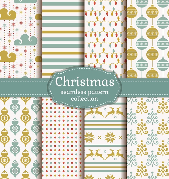 Christmas seamless retro pattern collection