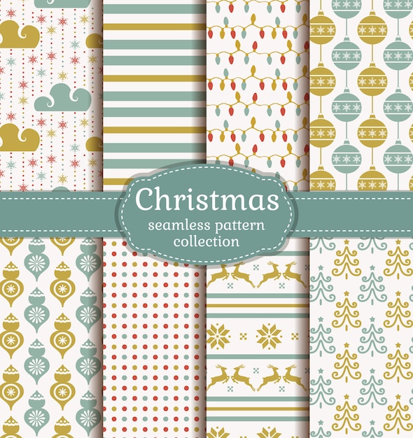 christmas seamless retro pattern collection
