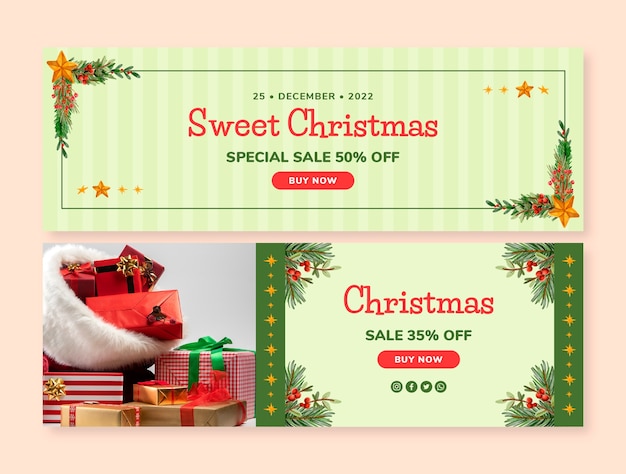 Vector christmas season celebration horizontal banners set