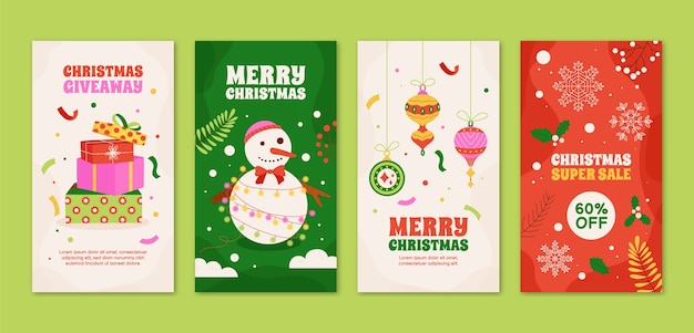 Vector christmas season celebration instagram stories collection