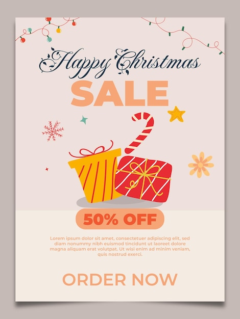 Vector christmas season celebration sale flyer template