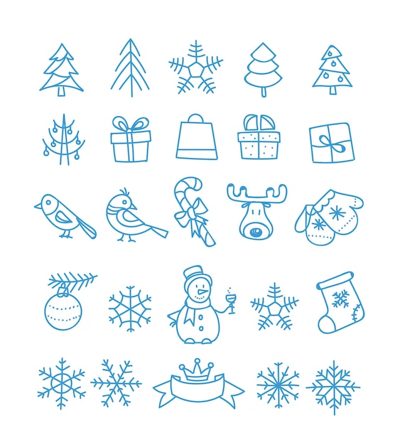 クリスマス シーズンのベクトル要素のコレクション クリスマスの手描き要素