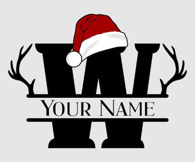 Christmas, Separate Letter Santa Hat, Alphabet, Monogram, for printing greeting cards, screen printi