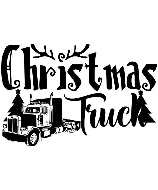 Vector christmas set christmas truck