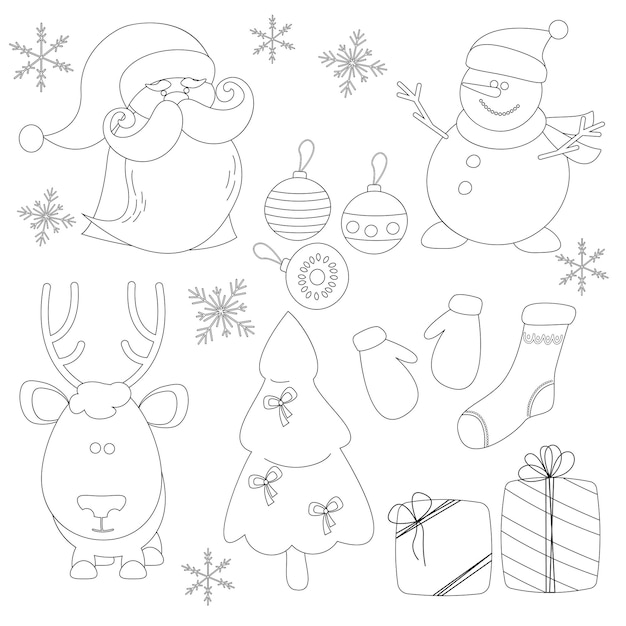 Vettore natale insieme doodle art