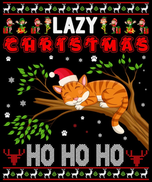 Vettore set di natale lazy christmas ho ho ho