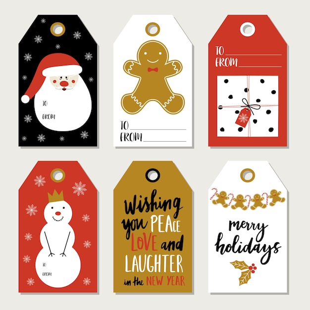 Vector christmas set with gift tags.