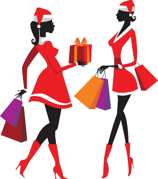 Ragazze dello shopping natalizio