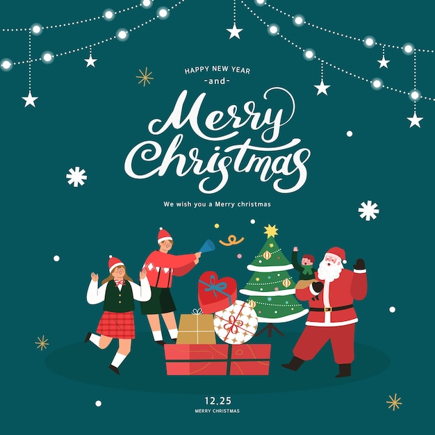 Vector christmas shopping illustration webbaner popup