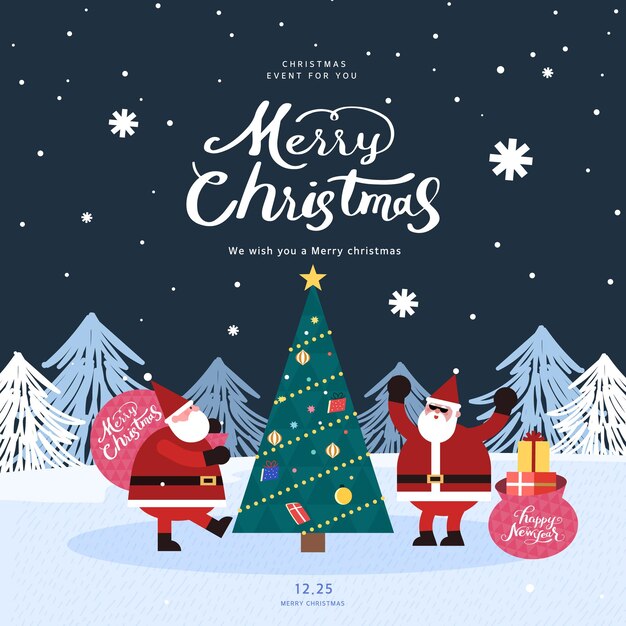 Vector christmas shopping illustration webbaner popup