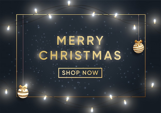 Christmas shopping sale banner vector template