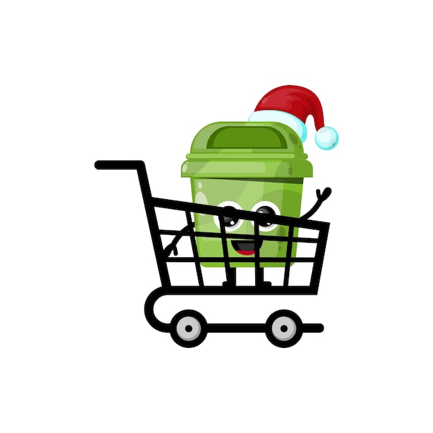 クリスマスの買い物ゴミ箱かわいいキャラクターのロゴ