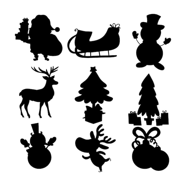 Vector christmas silhouette set